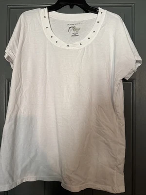 Just My Size White 1x Shirt Sleeve Top - Image 1 of 4