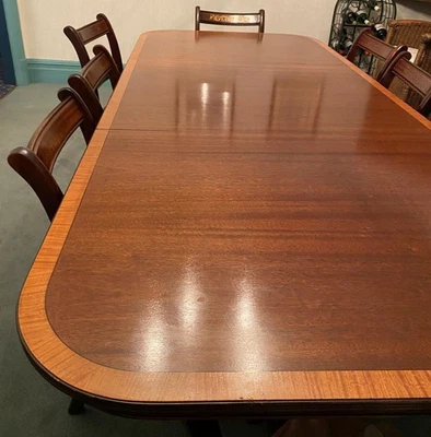 8ft extendable wood dinning table & 8 chairs (Seats 14) - Image 1 of 4