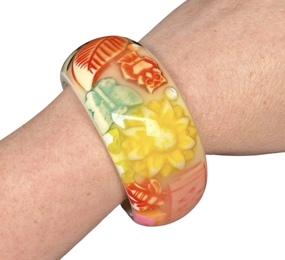 Brazalete Grueso Hoja Estrella de Mar Búho Delfín Incrustado Resina Carlos Sobral De Colección Foto 1 de 4