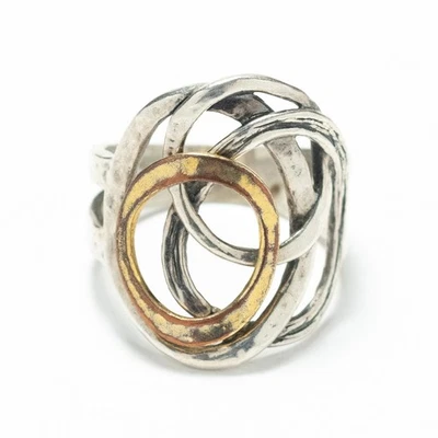 PZ Israel Sterling Silver Two Toned Circles Ring Size 8.25 - Image 1 of 4