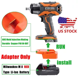 1x Adaptor for Milwaukee M18 RED Li-Ion Battery to for Ridgid 18v Cordless Tool - Picture 1 of 7