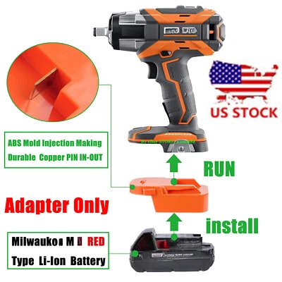 1x Adaptador para Milwaukee M18 RED Batería Li-Ion para Herramienta Inalámbrica Ridgid 18v Foto 1 de 4