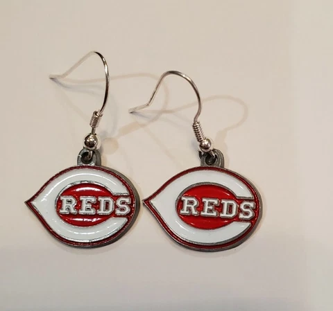 Cincinnati Reds Dangle Earrings (Chrome) MLB Licensed Baseball Jewelry Cover