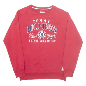 TOMMY HILFIGER Mens Sweatshirt Red Crew Neck M - Picture 1 of 6