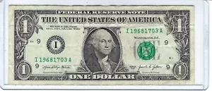 Fancy One $1 dollar bill Birthday Birth Year Note serial #I19681703A Mar 17 1968 - Picture 1 of 2