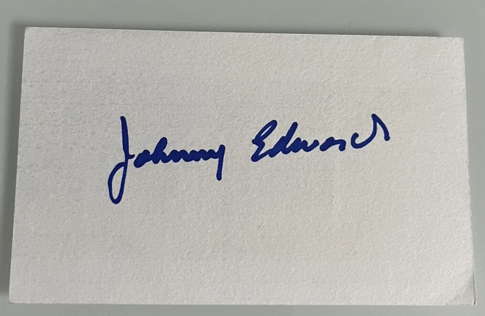 约翰尼·爱德华兹亲笔签名签名索引卡休斯顿太空人队辛辛那提红人队 — 第 1/1 张图片