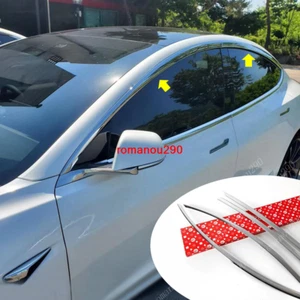 2017-2022 For Tesla Model 3 Chrome Window Visor Vent Shades Sun Rain Guard 4P - Foto 1 di 11