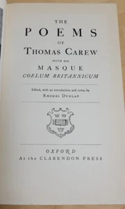 The Poems Of Thomas Carew With His Masque Coelum Britannicum Corrected ed HC VG+ - Bild 1 von 12
