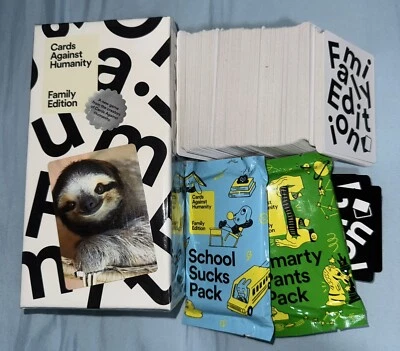 Cards Against Humanity Family Edition w/ Expansions Comedy Game AND Sloth Card - Image 1 of 4