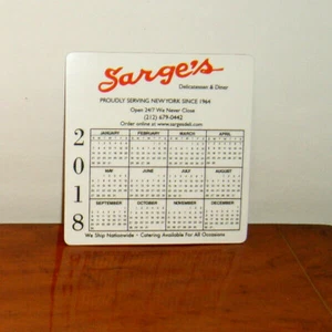 Sarges Delicatessen 2018 Calendar Refrigerator Magnet (NYC) 3.25in x 3.25in - Picture 1 of 4