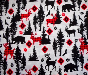 Quiltstoff Meterware rot & schwarz Waldtiere Premium Baumwolle - Bild 1 von 2