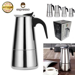 Stainless Steel Espresso Coffee Stovetop Maker Pot Percolator (2/4/6/9Cup)