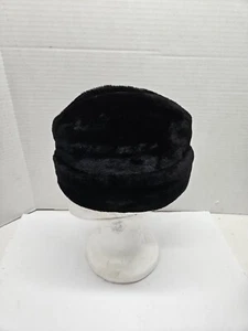 Vintage United Hatters Cap & Millinery Workers Black Faux Fur Winter Hat Size S - Picture 1 of 5