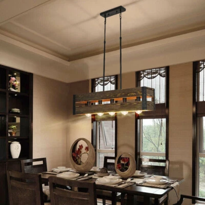农舍吊灯天花板灯具吊坠灯木质厨房岛灯条 — 第 1/4 张图片