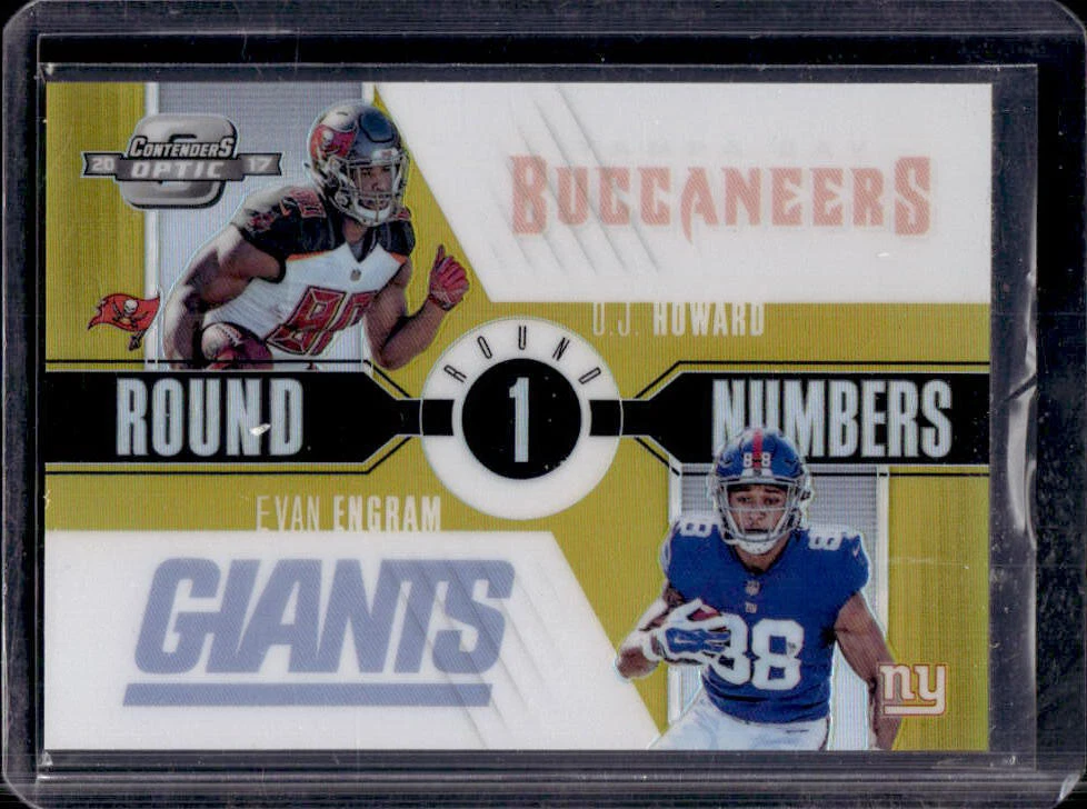 2017 Contenders Optic OJ Howard Evan Engram Gold Prizm Round Numbers RC #1/10