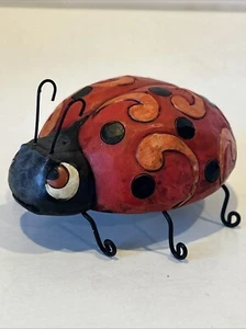 Jim Shore LADYBUG LADY BUG Figurine w/ Wire Legs & Antenna handprinted - Picture 1 of 5