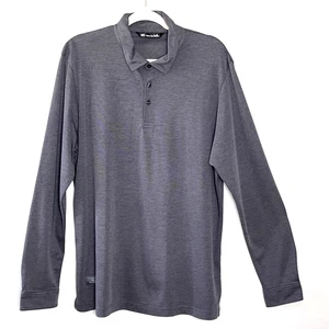 Polo de golf Travis Mathew State Room manga larga para hombre L micro rayas gris informal - Imagen 1 de 12