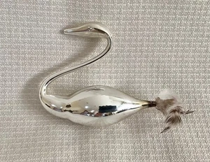Vintage Quecksilber Glas Europäischer Schwan Weihnachtsschmuck, elegant, zart - Bild 1 von 5