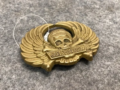 Vintage Harley Davidson 6187 Baron Belt Buckle Skull Crossbones Wings 1990 - Image 1 of 4