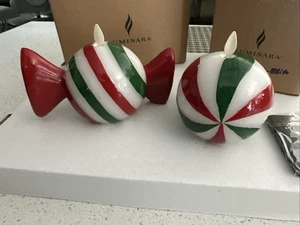 Luminara Brand Flameless Red White Green Christmas Candy Set In Original Boxes - Picture 1 of 7