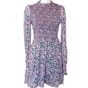 Lulus Floral Forever Green and Pink Floral Print Smocked Skater Dress Women S - Picture 1 of 8
