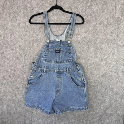Jordache Denim Overalls Womens Large Blue Jean Bib Shortalls Pockets Buttons 90s - Image 1 of 4