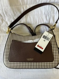 Ralph Lauren Womens Brown Tan Houndstooth Print Shoulder Bag NWT!! - Picture 1 of 10