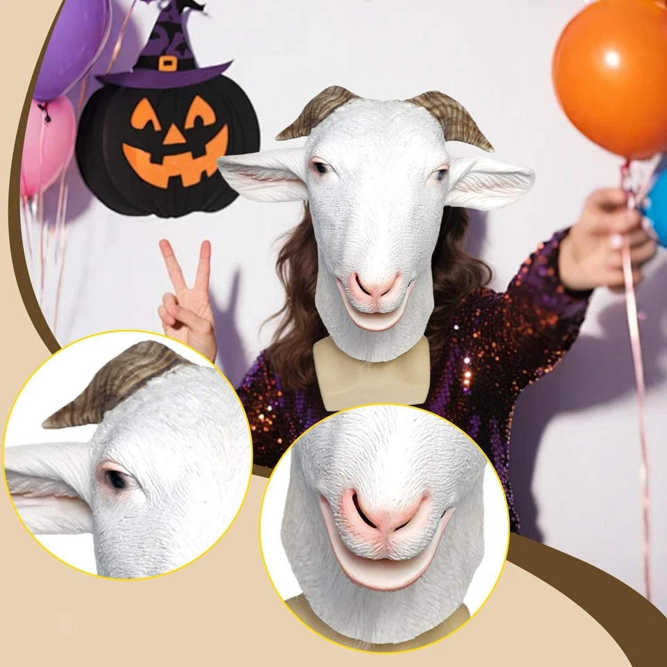 Latex Goat Mask Funny Goat Cosplay Prop for Novelty Easter Carnival Party Show - Image 1 of 4