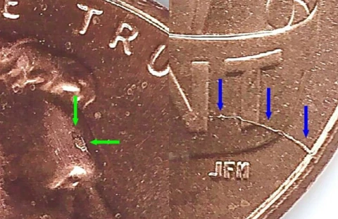 2014 - DIE CRACK + LG HEAD CUD - LINCOLN SHIELD CENT MINT ERROR WOW!!!! #1631 Cover