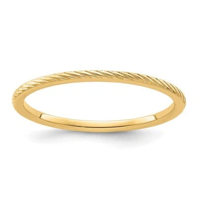 10K Yellow Gold 1.2mm Twisted Wire Pattern Stackable Band Ring for Women Size 7 - Image 1 of 4