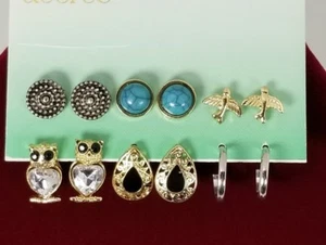 Ladies cute 6 pair Assorted Earrings set in antique Silver Tone. - Picture 1 of 4