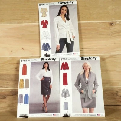 SIMPLICITY Sew Lot 3- 8795,8792,8791-Tie Belt, Skirt, Jacket,Suit Set- Plus Size - Image 1 of 4