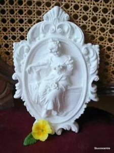 Estuco - hermoso relieve de estuco ""Dama barroca"" 24 x 16 cm 101-340 yeso de estuco - Imagen 1 de 6
