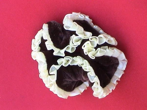 HIGH QUALITY DARK BROWN VELVET & LIGHT YELLOW RUFFLED SCRUNCHIE - CUTE! - Picture 1 of 1