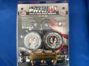 JB INDUSTRIES 22233 Two-Valve Manifold Gauge & KOBRA Refrigerant Hoses - Picture 1 of 4