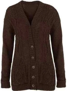 Grobstrick-Cardigan Damen Frauen Zopfmuster Knopf Langarm Opa Cardigan - Bild 1 von 16