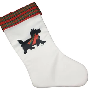 Vintage Wellington Scottie Dog Plaid Christmas Stocking 15" - Picture 1 of 7