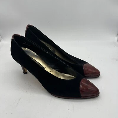 Zapatos de salón vintage J.Renee para mujer de gamuza charol negro tortuga talla 7,5 Foto 1 de 4