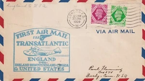 S94-ENGLAND, BUSTA PRIMO GIORNO TRANSATLANTICO, LONDRA, 8+7 PENCE, 1939 - Foto 1 di 1