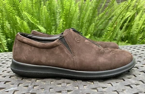 Ecco Brown Suede Leather Shoes Women's Sz US 10/10.5 EU 41 Zip Fastener Loafers - Picture 1 of 11