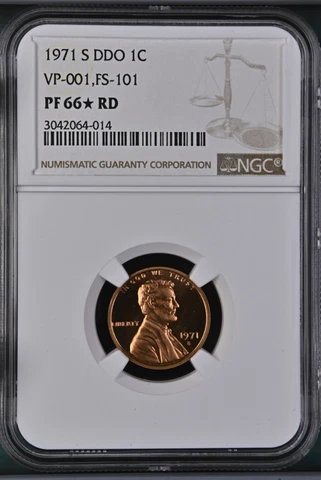 1971 S Lincoln Cent Double Die Obverse VP-001, FS-101 NGC PF66 ✯ RD Cover