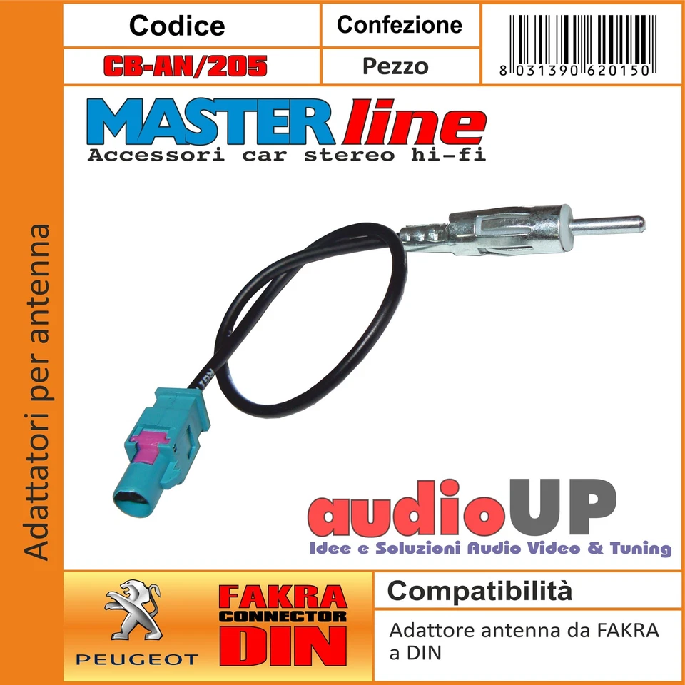 CONNETTORE ANTENNA ADATTATORE DA FAKRA A DIN PER PEUGEOT EXPERT DAL 2007 IN POI - Immagine 1 di 1