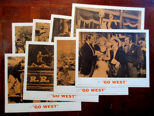 GO WEST (R1962) Lobby Card Set (8) - The Marx Bros. Take Horace Greeley's Advice