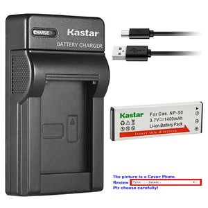Kastar Battery Slim USB Charger for Casio NP-50 CNP50 Casio Exilim Hi-Zoom EX-V7 - Picture 1 of 11