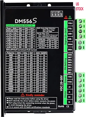 YIDOFENG 【US】2-Phase Hybrid DM556S Stepper Motor Driver 20-50VDC,1A-6A,256 Microstep