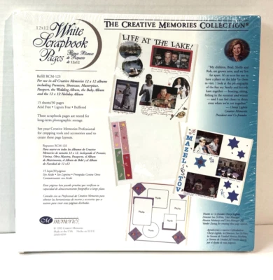 VTG Creative Memories White Scrapbook Pages 12X12 RCM-12S 1999 US Photo Safe NEW - Image 1 of 4