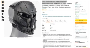 Tactical Helmet Skull Mask Breathable Shooting Hunting Mask with PC Lens - Picture 1 of 5