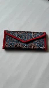 ladies Indian handcrafted multicoloured printed  fold envelope purse clutch bag - Picture 1 of 4