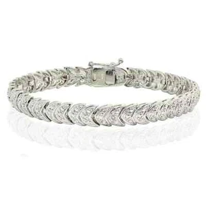 12CT Round Cut Diamond Lab-Created Chevron Tennis Bracelet 14K White Gold Finish - Picture 1 of 3