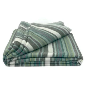 SOFT & WARM STRIPED ALPACA LLAMA WOOL THROW BLANKET 95"x67" QUEEN GREEN - Picture 1 of 7